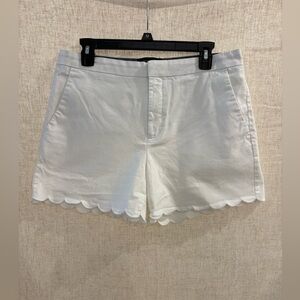 White Scalloped Hem Shorts